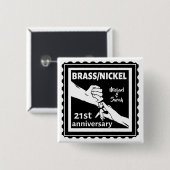 21e trouwdag breekt nikkel traditioneel vierkante button 5,1 cm (Voorkant /achterkant)