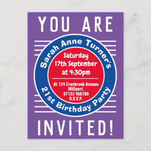 21e uitnodiging van de partij van Birthday