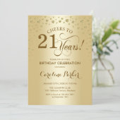 21e Uitnodiging voor verjaardagsfeestje - Gold (Staand voorkant)