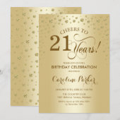 21e Uitnodiging voor verjaardagsfeestje - Gold (Voorkant / Achterkant)