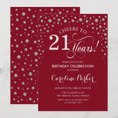 21e Uitnodiging voor verjaardagsfeestje - Silver R (Voorkant / Achterkant)