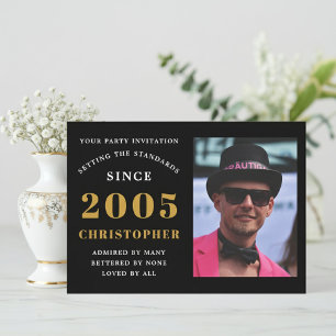 21e verjaardag 2005 Zwarte Gouden Persoonlijke Fot Kaart