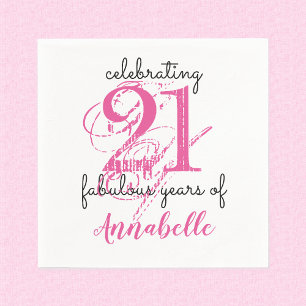 21e verjaardag 21 fantastische jaren roze papieren servet