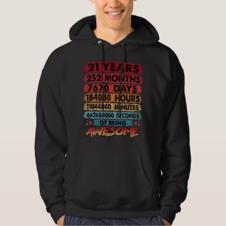 21e Verjaardag 21 Jaar Oud Vintage Retro 252 Maand Hoodie