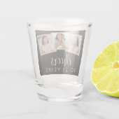21e verjaardag 3-foto zwart goud script juichen shot glas (Achterkant)