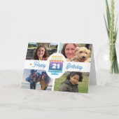 21e verjaardag 4 Aangepaste foto's Kleurrijke kaka Kaart (Voorkant)