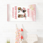 21e verjaardag 7 Foto Collage Numbers Roos Gold Spandoek (Insitu)