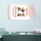 21e verjaardag 7 Foto Collage Numbers Roos Gold Spandoek (Beurs)