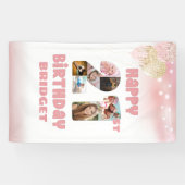 21e verjaardag 7 Foto Collage Numbers Roos Gold Spandoek (Horizontaal)