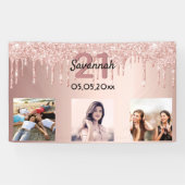 21e verjaardag aangepaste foto roos gouden roze gl spandoek (Horizontaal)