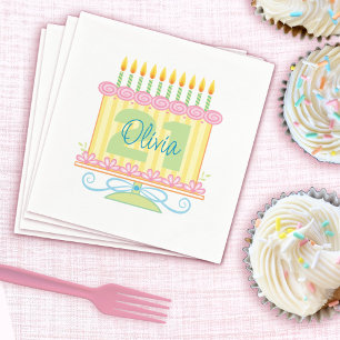 21e verjaardag aangepaste naam bloemencake servet