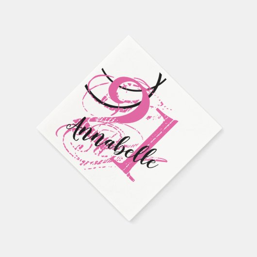 21e verjaardag Abstract roze papieren servetten (Hoek)