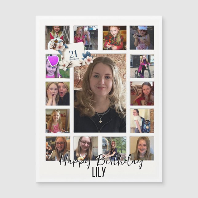 21e verjaardag Amandelbloesem blauw-crème (Voorkant)