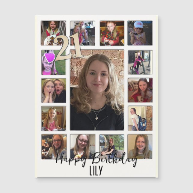 21e verjaardag Amandelbloesem blauw-crème (Voorkant)