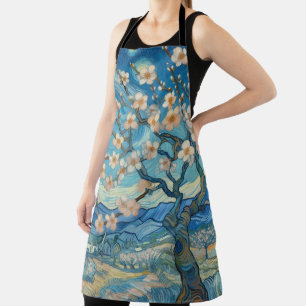 21e verjaardag Amandelbloesem blauw-crème Schort