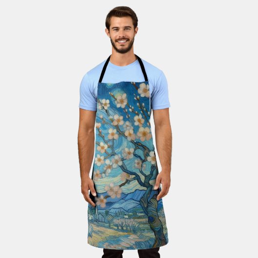 21e verjaardag Amandelbloesem blauw-crème Schort (Gedragen)