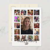 21e verjaardag Amandelbloesem blauw-crème Uitnodiging Briefkaart (Voorkant / Achterkant)