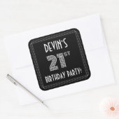 21e verjaardag: Art Deco Style en aangepaste naam Vierkante Sticker (Envelop)