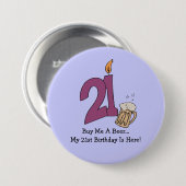 21e verjaardag bier (aanpasbaar) ronde button 7,6 cm (Voorkant /achterkant)