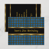 21e verjaardag Black Blue Gold Mans Kaart (Voorkant / Achterkant)