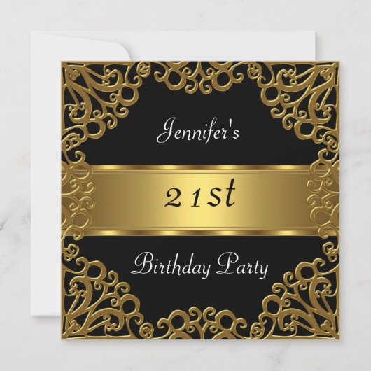 21e verjaardag Black Gold Kaart (Voorkant)