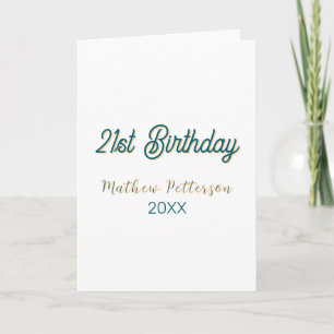 21e verjaardag blauw oranje stijlvolle boho retro kaart