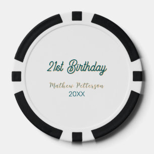21e verjaardag blauw oranje stijlvolle boho retro poker chips