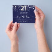 21e verjaardag - blauwe zilverbegroting reddatum n flyer (Hand)