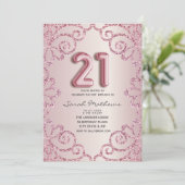 21e verjaardag Blush Roze Glitter Prinses Kaart (Staand voorkant)