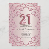 21e verjaardag Blush Roze Glitter Prinses Kaart (Voorkant / Achterkant)