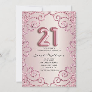 21e verjaardag Blush Roze Glitter Prinses Kaart