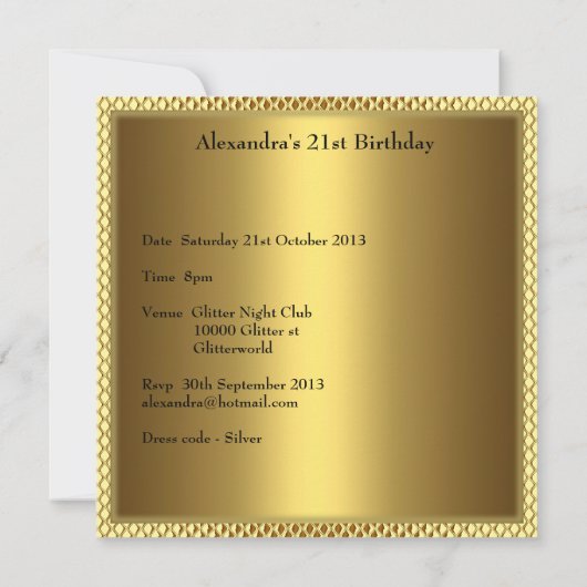 21e verjaardag Champagne Glam Gold Glitter Kaart (Achterkant)