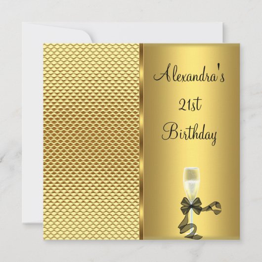 21e verjaardag Champagne Glam Gold Glitter Kaart (Voorkant)