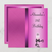 21e verjaardag Champagne Glam Pink Glitter Kaart (Voorkant / Achterkant)