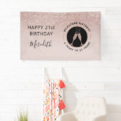 21e verjaardag Champagne Toast Horizontale Glitter Spandoek (Insitu)