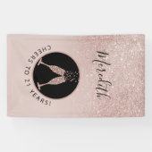 21e verjaardag Champagne Toast Verticaal glitter Spandoek (Horizontaal)