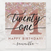 21e verjaardag chique glitter ombre wijn etiket (Enkel label)