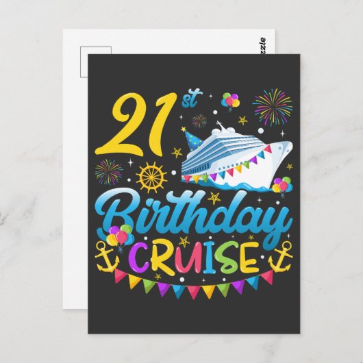 21e verjaardag cruise verjaardagsfeestje briefkaart (Voorkant / Achterkant)