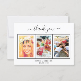 21e verjaardag dank u foto zwart wit manuscript bedankkaart