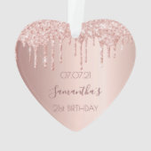 21e verjaardag decor roos goud glitter ornament (achterkant)