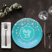 21e verjaardag diamant blauwgroen blauwe glitter