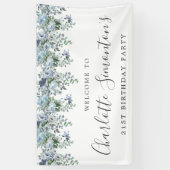 21e verjaardag Dusty Blue Floral Welkom Spandoek (Verticaal)