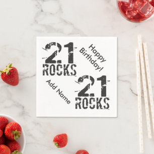 21e verjaardag, Eigen naam 21 Rocks Paper Napkins Servetten