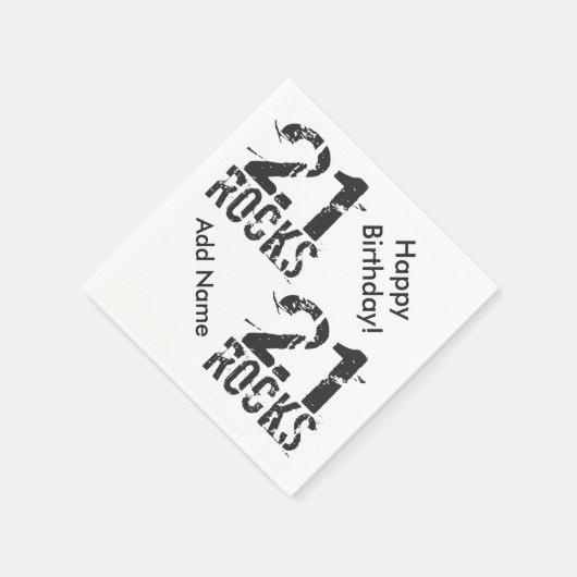 21e verjaardag, Eigen naam 21 Rocks Paper Napkins Servetten (Hoek)