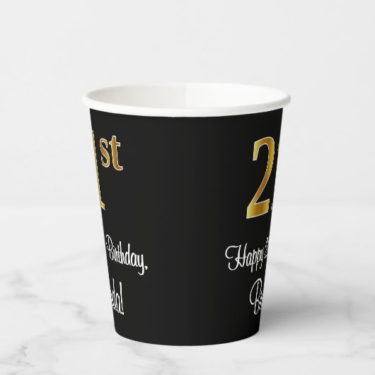 21e verjaardag - Elegante luxe Faux Gold look # Papieren Bekers (Links)