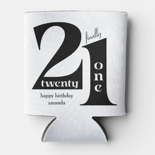 21e verjaardag Elegante Typografie Verjaardagsfees Blikjeskoeler (Voorkant)