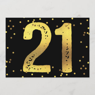 21e verjaardag Faux Gold Foil Confetti Black Kaart