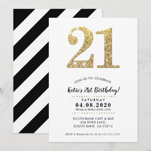 21E VERJAARDAG FEEST INVITE moderne gouden glitter Kaart