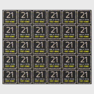 21e verjaardag: Floral Flowers Number, Custom Name Cadeaupapier