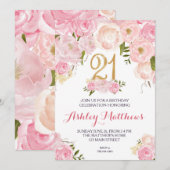 21e verjaardag Floral Invitation, Kaart (Voorkant / Achterkant)